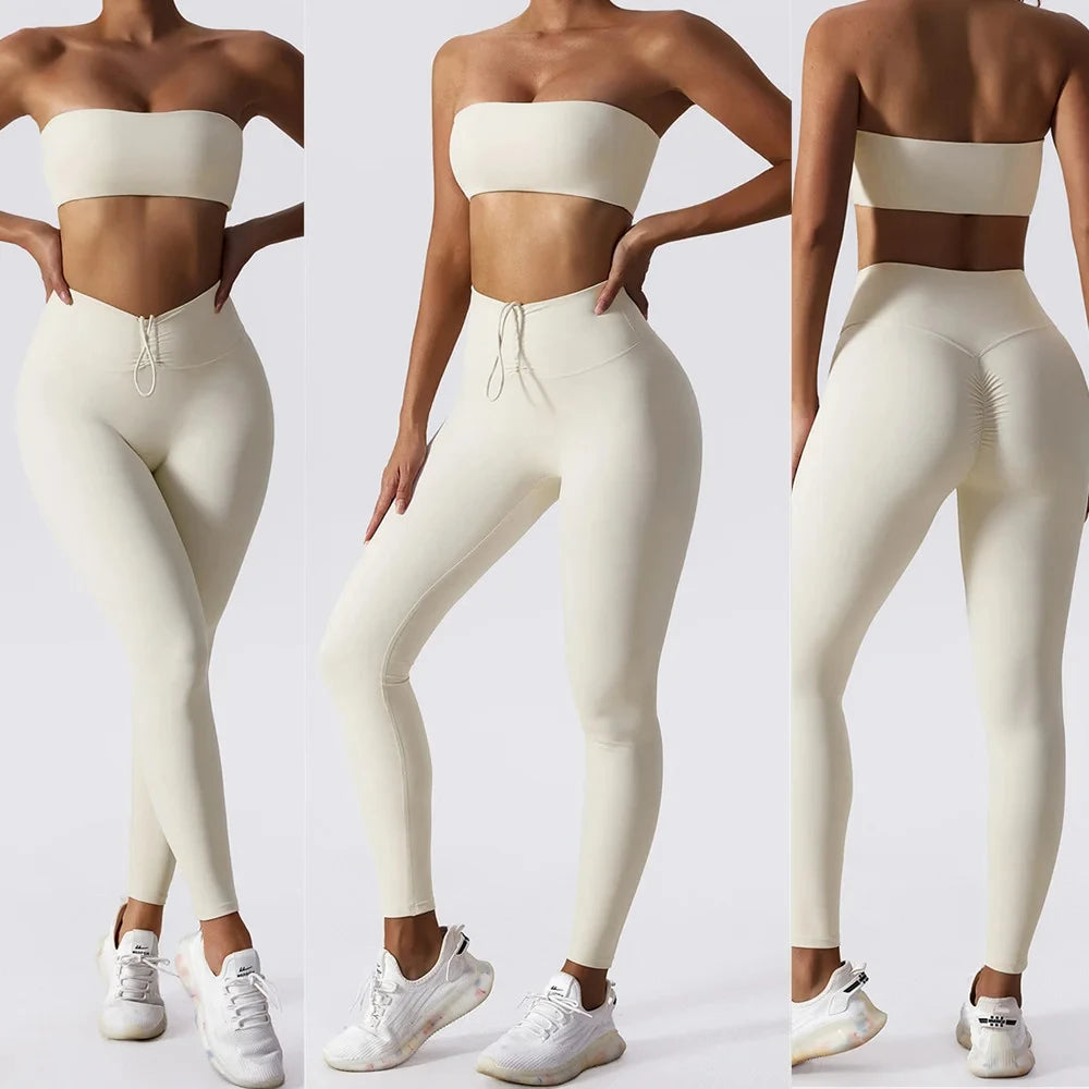 Yoga Set 2 Piece High Waist Leggings Sports Bra Women Tracksuit.