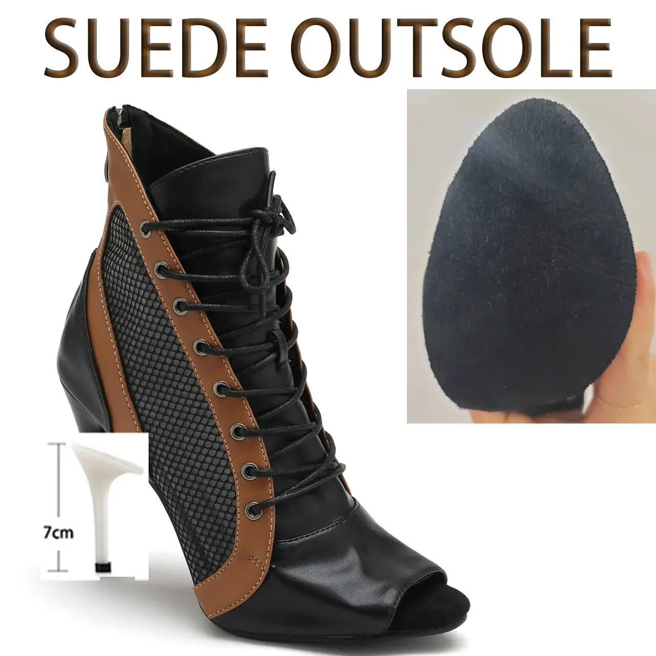 New Sexy Women Black High Heels Trend Lace-up Boots Indoor Suede Sole Customizable Latin Dancing Stilettos Booties