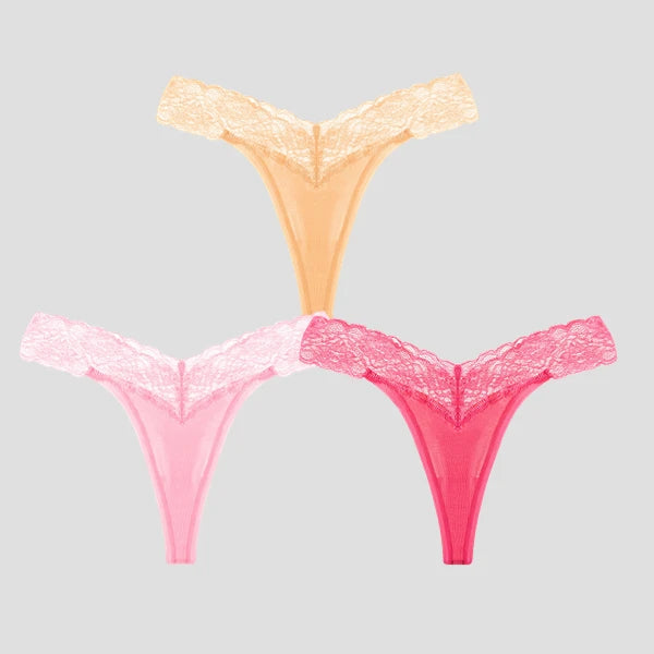 3 PCS/Lot Seamless Panties Set Women Sexy Lace Underwear Female Soft Cotton Thongs Woman Breathable Tangas
