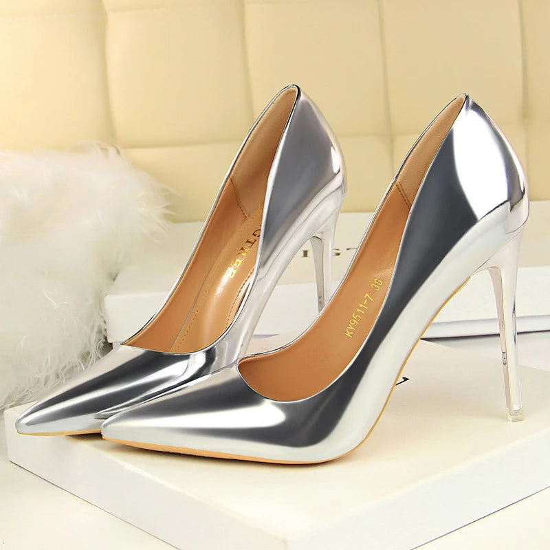 Pumps Patent Leather Women Pumps Fashion Women Wedding Shoes High Heels Stiletto 10.5 Cm 7.5 Cm Lady Shoes