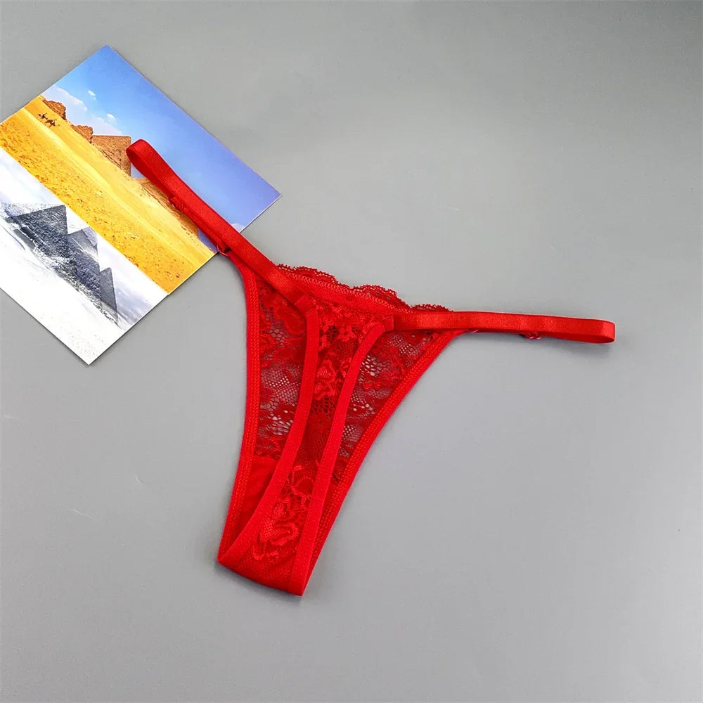 3Pcs Sexy Thongs Underwear for Women Perspective Lace G-String Panties Low Waist Plus Size Hot Wife Gift
