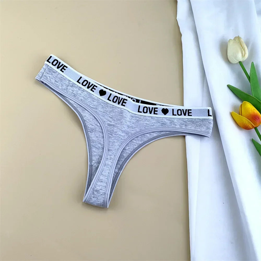 3pcs "Love" Letters Cotton Thong Sexy Ladies Panties Women's G-string Underwear Sexy Yoga Fitness T Pants