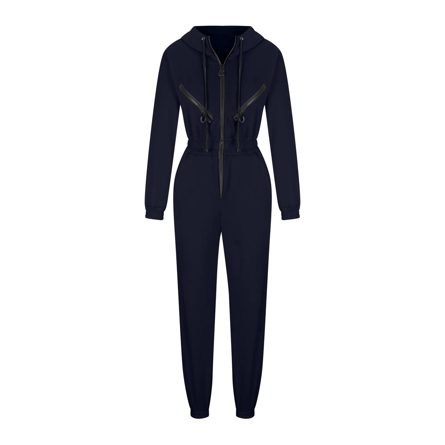 Autumn Women Monochrome Long Sleeve Jumpsuit Solid Color Zip-Up Sportswear Female Winter Casual Tracksuit Fashionable Hoodies