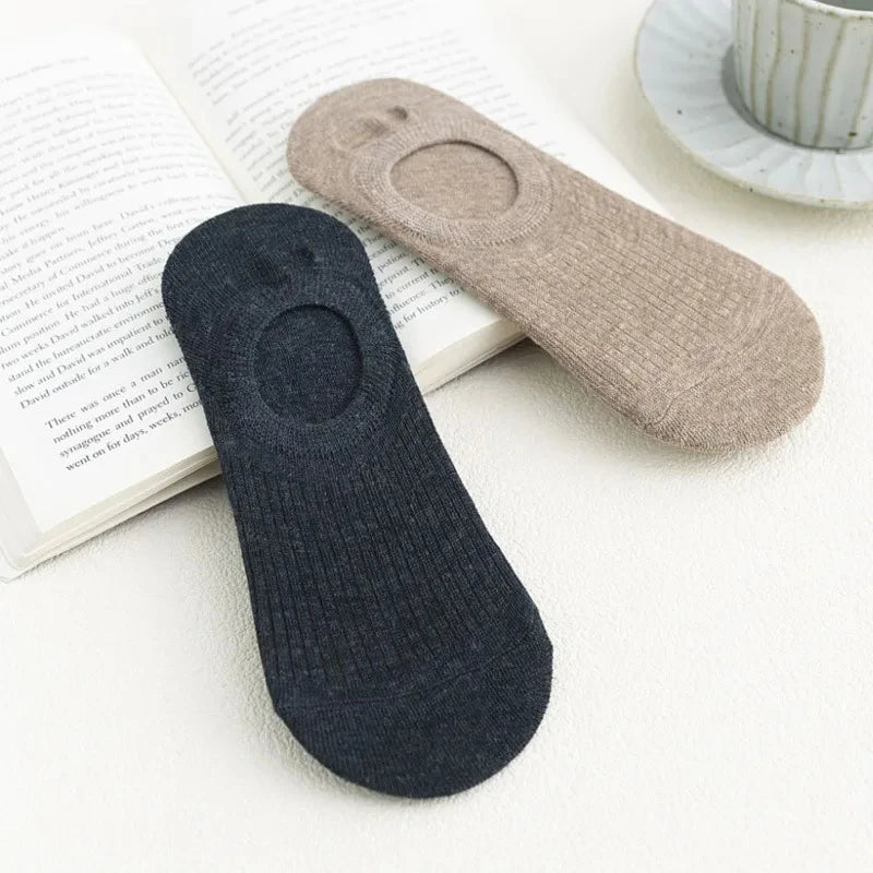 5 Pairs Women's silicone invisible Boat Socks Summer Solid Color Ankle Boat Socks Female Soft Cotton Slipper Socks 35-40 EUR