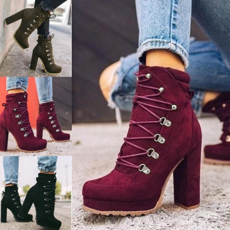 Boots Autumn and Winter New Waterproof Platform High Heel Style Short Boots
