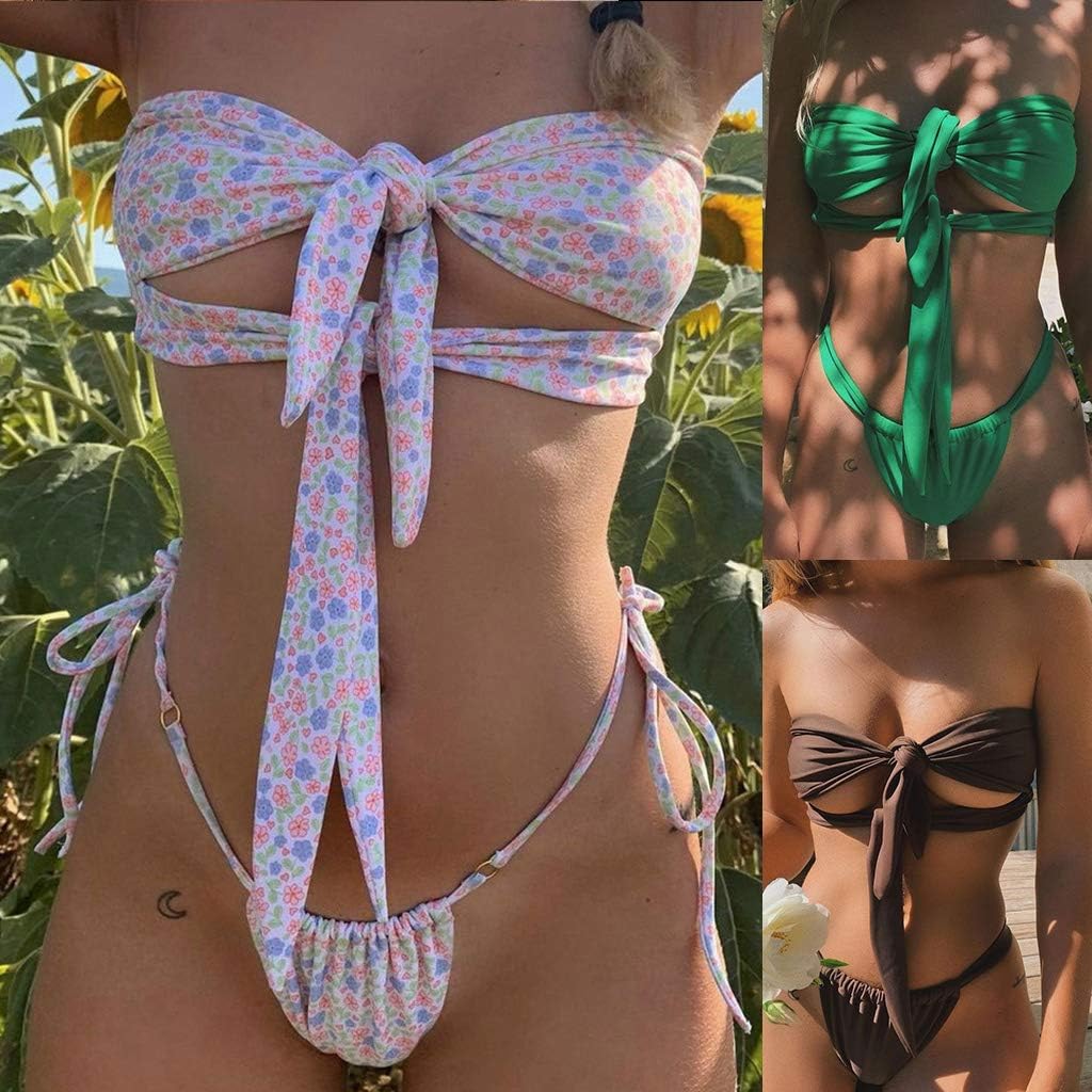 Women's 2 Piece Set Strapless Tie Knot Swimsuit