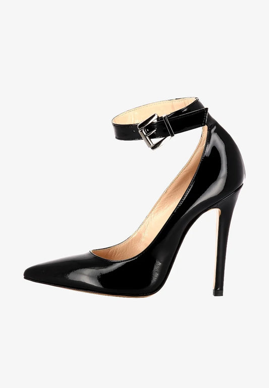 10cm/12cm Metal Belt Buckle Stiletto Heels Pumps Women Party Shoes Rivets Buckle Strap Pimp Pointed Toe Size