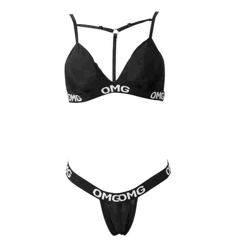 Sexy Women Bikini OMG Letter Print Bikini Set Swimsuit Beachwear Swimwear Push up Monokini Bra Bathing Beach Bathing Suits