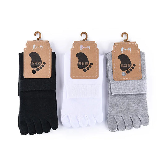 Unisex Toe Socks Women Five Fingers Socks Breathable Cotton Socks Sports Running Solid Color Black White Grey happy Soks