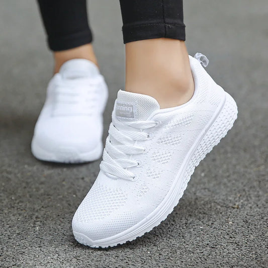 Women Casual Shoes Fashion Breathable Walking Mesh Flat Shoes Woman White Sneakers Women