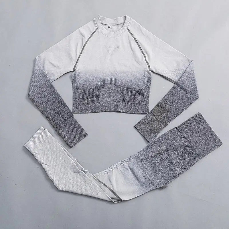 Women Suit Yoga Set Female Clothing Sportswear Sport Outfit For Woman Long Sleeve Top Workout Clothes Gym Leggings Fitness Suits