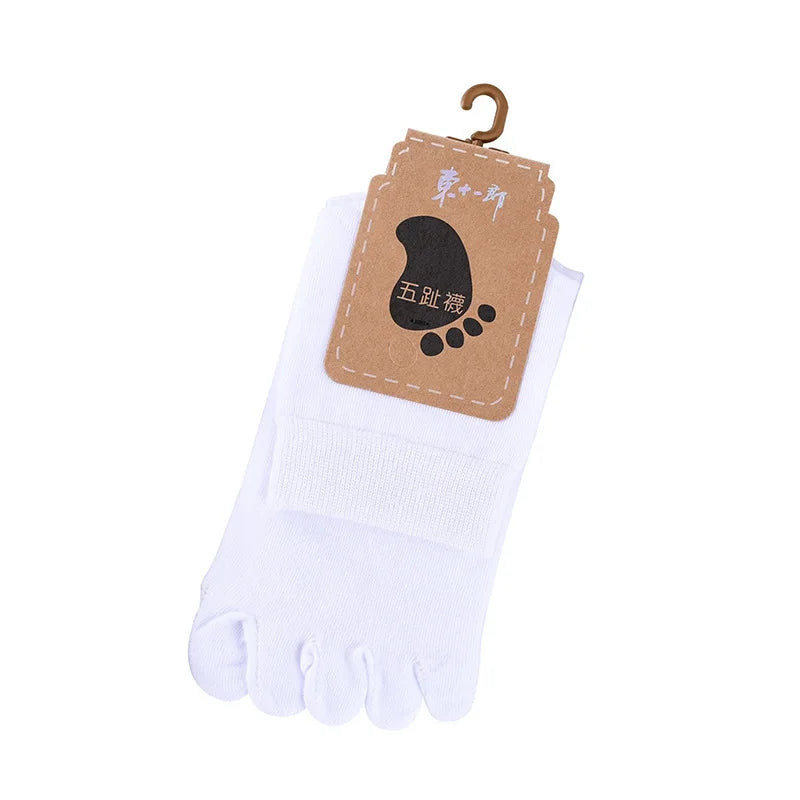 Unisex Toe Socks Women Five Fingers Socks Breathable Cotton Socks Sports Running Solid Color Black White Grey happy Soks