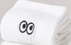 1/5 Pairs Women's socks, pure white socks, fall and winter long socks, thick plush cotton socks, cute emoticon bag socks