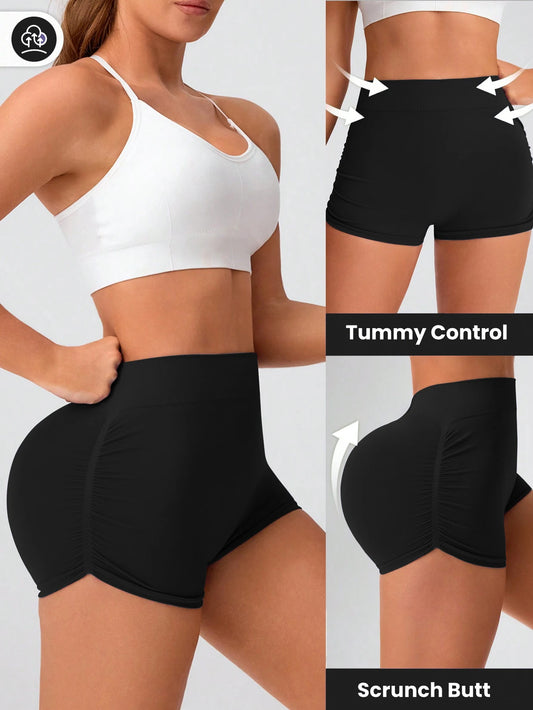 3 Piece Workout Shorts Women Seamless High Waist Butt Lifting Scrunch Yoga Gym Shorts