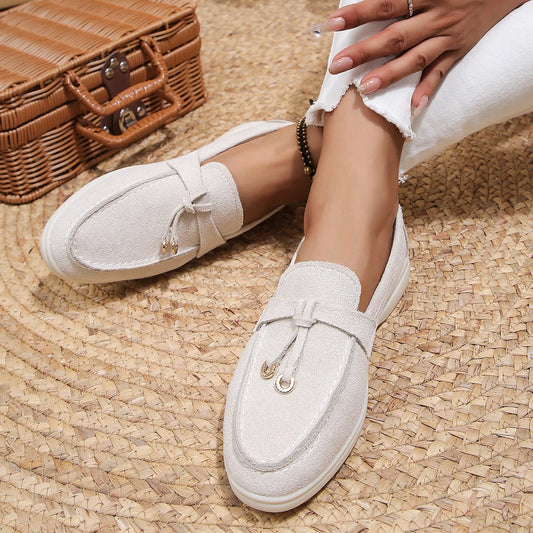 New Lefu Shoes Women's Soft Leather Retro Lazy Man Step on Thick Sole Flat Bottom Comfortable Single Shoes