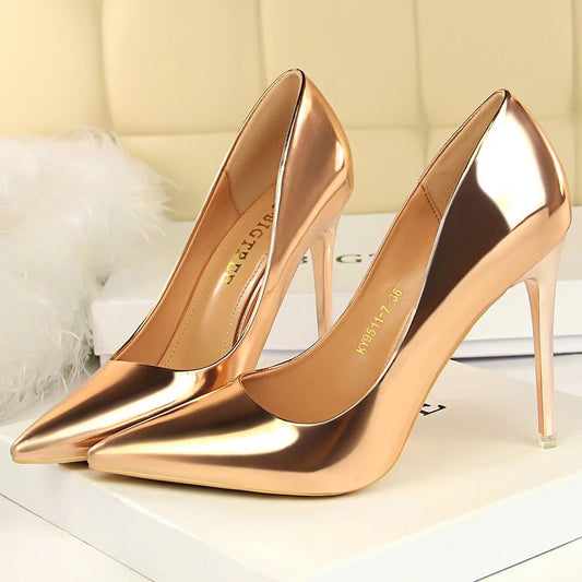 Pumps Patent Leather Women Pumps Fashion Women Wedding Shoes High Heels Stiletto 10.5 Cm 7.5 Cm Lady Shoes