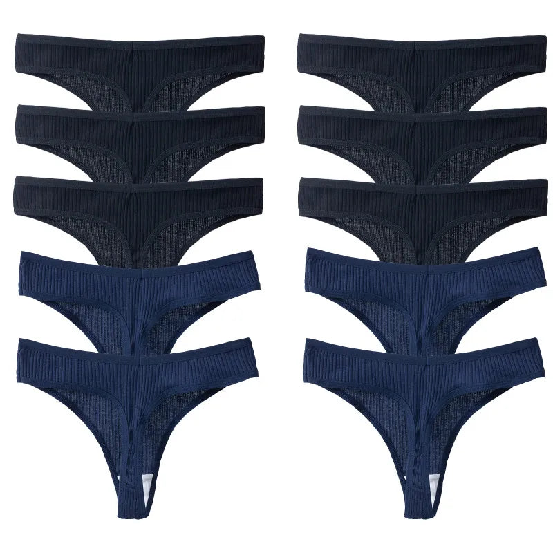 10PCS/Set Women's Panties Cotton Striped Underwear Sexy Sports Thongs Lingerie Soft Comfortable G-Strings Hot T-Backs