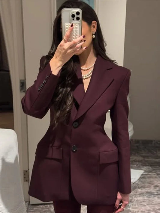 Elegant Women Slim Blazer Jacket Shoulder Pads Lapel Single Breasted Long Sleeve Female Jackets Lady Street Office Outerwear