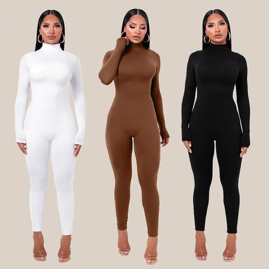 Autumn/winter New Solid Color Tight Sleeve Fleece Lined Jumpsuit Women's Yoga Suit Outdoor Trade