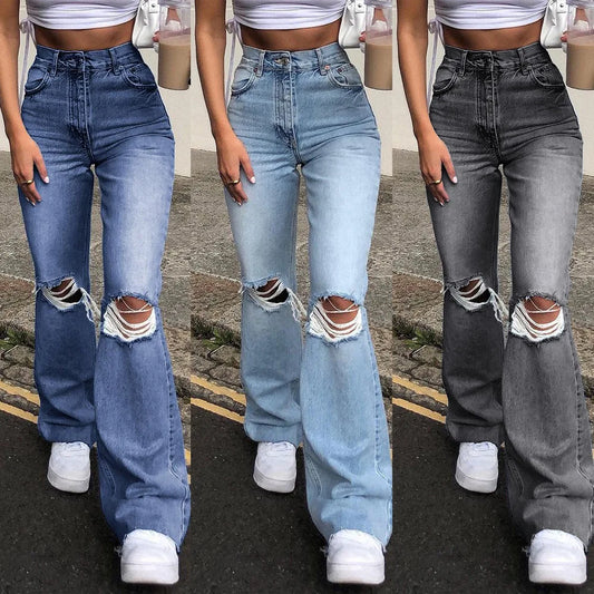 2025 Spring Autumn Women's Jeans High Waist Women's Skinny Fit Denim Jeans Lady Trousers Ripped Jeans High Waist Stretch Jeans