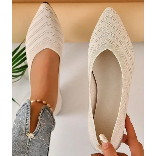 New Open Shoe Flat Office Boot Solid Color Knitted Slip On Shoes Casual Ballet Flats Shoes Women