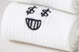 1/5 Pairs Women's socks, pure white socks, fall and winter long socks, thick plush cotton socks, cute emoticon bag socks
