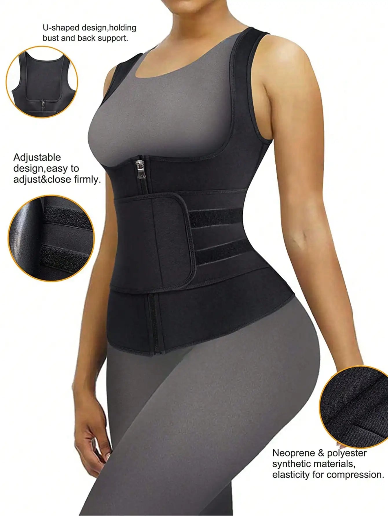 Women Sauna Sweat Vest Waist Trainer Adjustable Belts