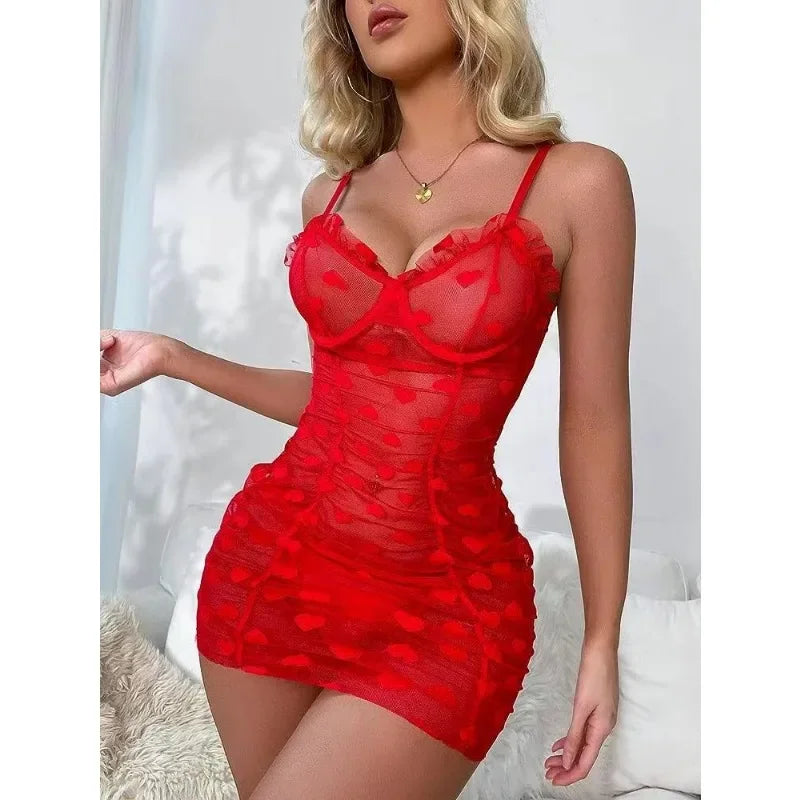 Women sexy lingerie lace transparent sleepwear hot erotic babydolls dress sexy costumes plus size lingerie sexy pajamas