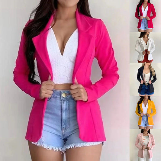 Women's Blazer Formal Blazer Women's Office Work Set Pocket Jacket Coat Loose women's wear