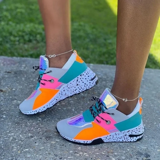 Fashion Women Sneakers New Outdoor Running Shoes for Women Mesh Breathable Casual Platform Sneakers Comfort Lace Up Tenis Shoes