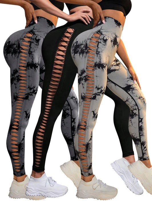 Leggings for Women High Waist Yoga Pants, Scrunch Butt Lifting Elastic Tights, Side mesh design