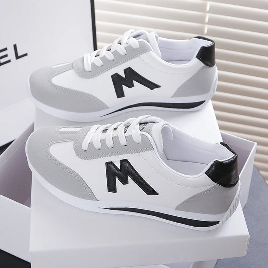 New Women Casual Walking Shoes Summer Flat Lace Up Leather High Quality Sneakers Fashion Flat-Bottomed Female Gump Sneakers