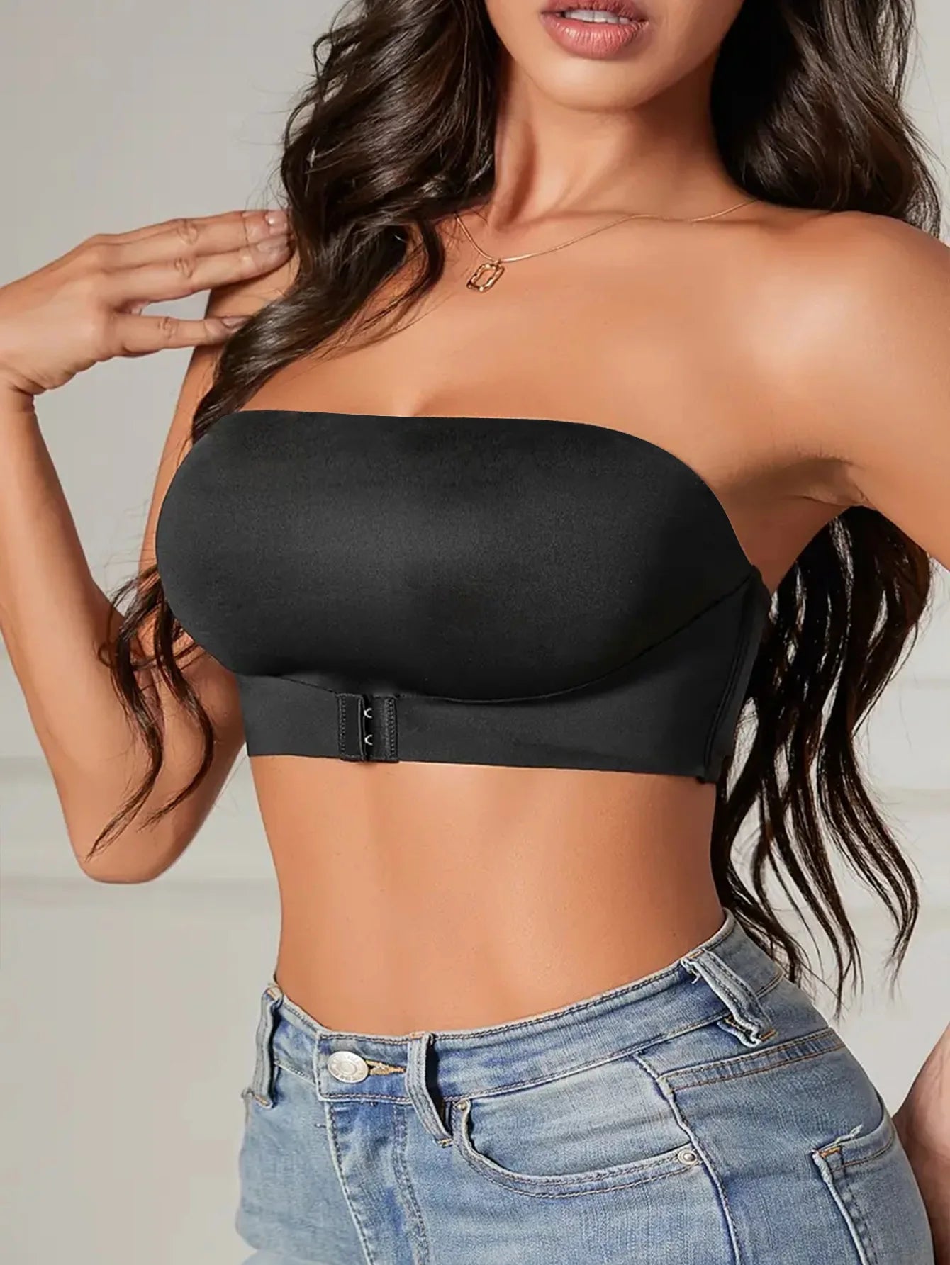 Women's bralette with front button, wireless, invisible anti-exposure.