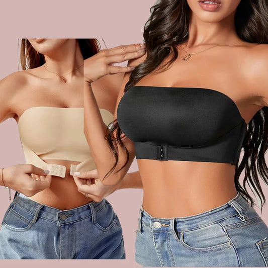 Women's bralette with front button, wireless, invisible anti-exposure.
