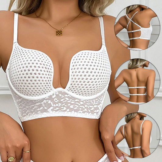 Ultra-thin sexy spacer bra pot belly underwear breathable U-back backless bralette underwire push-up invisible bra