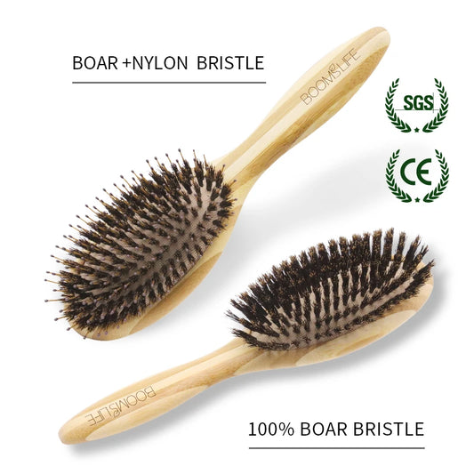 Soft Boar Bristle Hair Brush Professional Women Bamboo HairBrush Massage Bamboo Comb for Hair Beauty Care Salon Tools