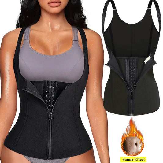 Waist Trainer Tank Top For Women Zipper Body Shaper Tummy Control Sleeveless Top Ladies Activewear Body Shaping Underwear