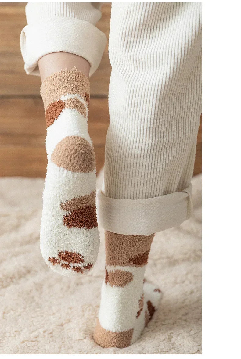 3 Pairs Womens Cats Paw Stripe 3d Socks Kawaii Fun Thick Girls Cartoon Animal Fingers Sock Hosiery Toe Zebra/Tiger/Cat Foot Sox