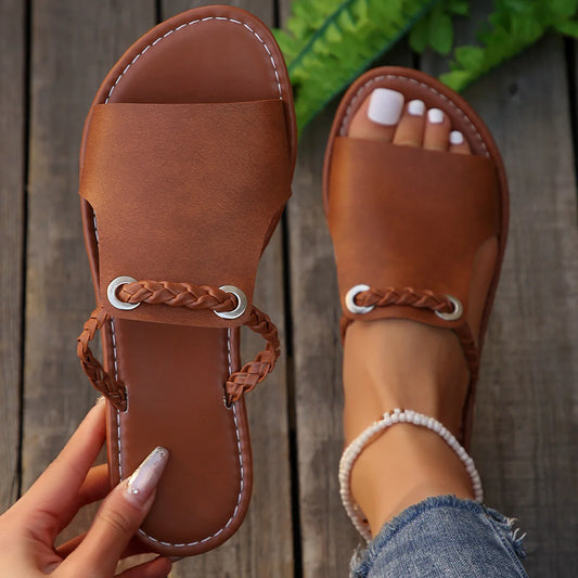 New Women's Shoes Square Head Cross Flat Summer Sandals Simple Flip-flops Women Wear Slippers Beach Slippers