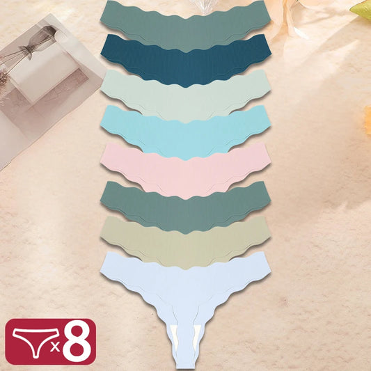 8 Pieces Sexy Lingerie Women Seamless Briefs Ice Silk G-string Female Underpants for Women Elasticity Thongs Secret G-string